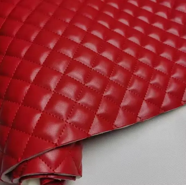Customize Thickness Leather Car Interior Embroidery Quilted Leather With Foam Sofa Stitch Diamond Stitched Leather Floor